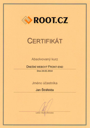 Certifikát školení webového frontendu