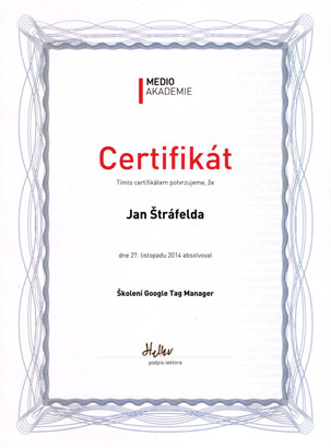 Certifikát školení Google Tag Manager