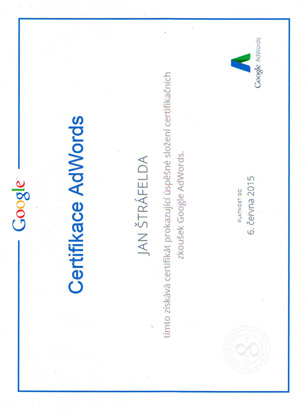 Certifikát školení Google AdWords