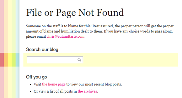 Ukázka jednoduché chybové stránky 404
