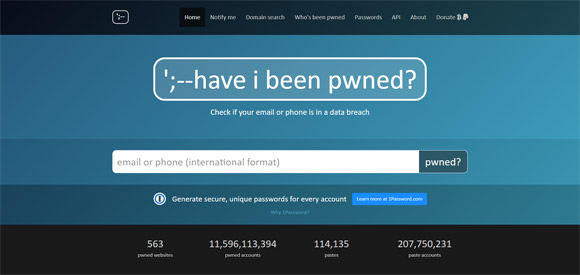 Zjištění úniků hesla na HaveIBeenPwned.com