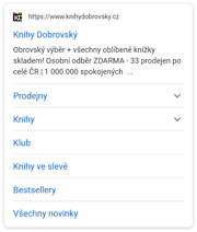 Sitelinky na mobilním telefonu