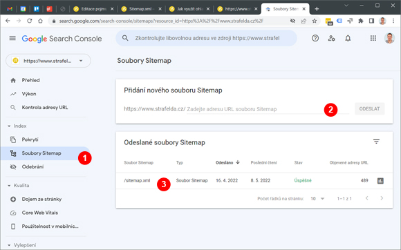 Přidání sitemap.xml v Google Search Console