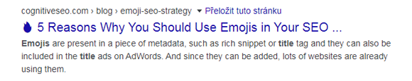 Titulek stránky s emoji ve výsledcích Google