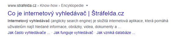 TOC ve výsledích vyhledávání na Google