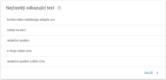 Přehled anchor textů v Google Search Console