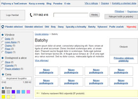 Ukázka wireframe e-shopu Hanibal